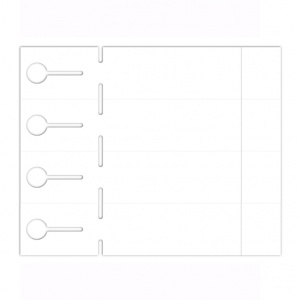 ETICH. LASER ASOLA 4 - 25 X 5 CM - CON TALLONE 3,8 CM - 4 ETICHETTE PER PAGINA STAMPABILI FRONTE+RETRO